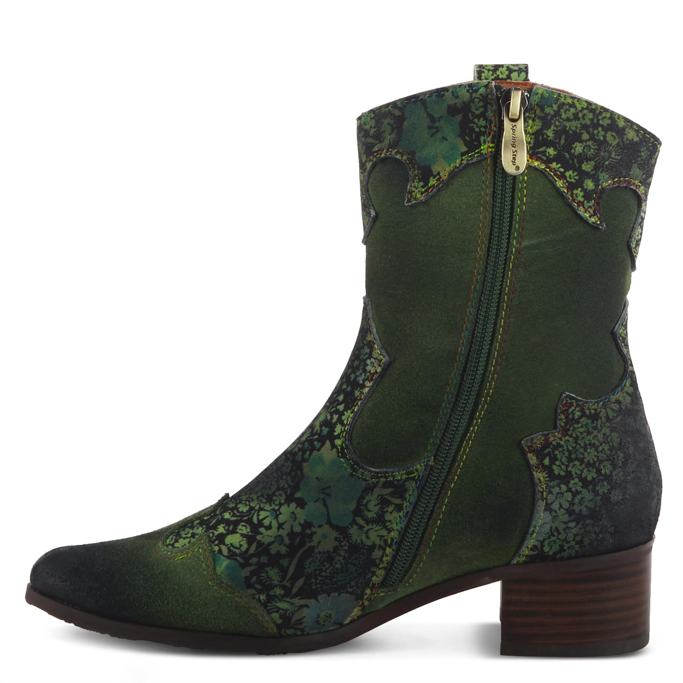 L'Artiste by Spring Step Women's Lady Luck Western Boot, Green Multi Suede, 6.5-7