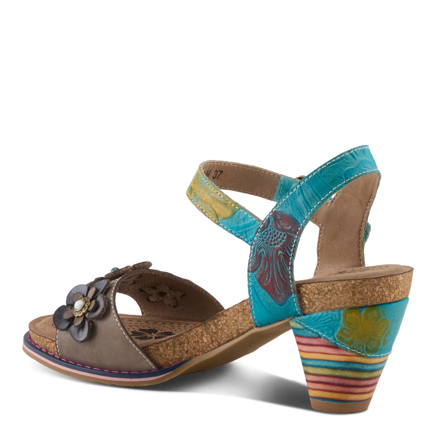 L'Artiste by Spring Step Women's Bluesky Sandal, Turquiose Multi, 9.5-10