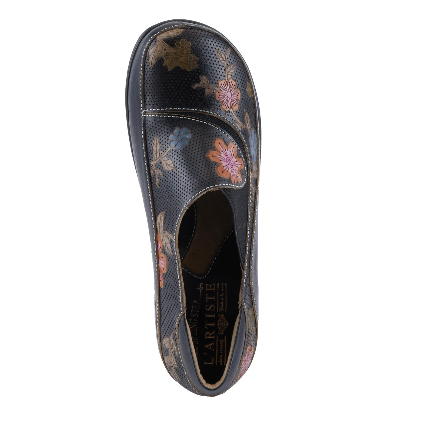 L'Artiste by Spring Step Women's Burbank-Flower Clog, Black Multi, 10.5-11
