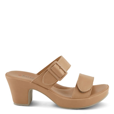 PATRIZIA Women's SANCIA Two Strap Slide Heeled Sandals Beige EU 37 / US 6.5-7