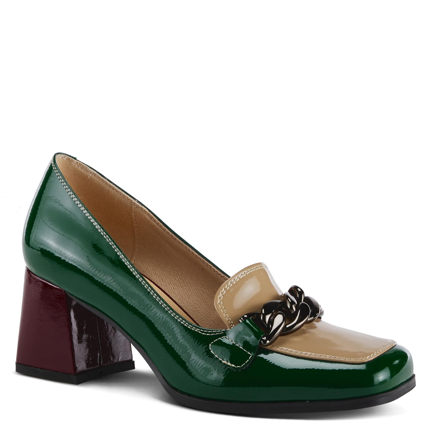 Azura Women's Luzish Leather Heeled Shoe Green Multi Patent EU 41 / US 9.5-10