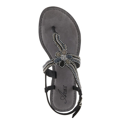 Azura Women's Cartwheel Gladiator Flat Sandal with Jewels and Crystals