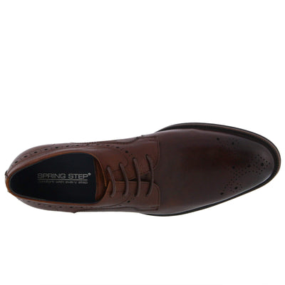 Spring Step Men's Charlie Leather Lace-Up Wingtip Shoe Brown