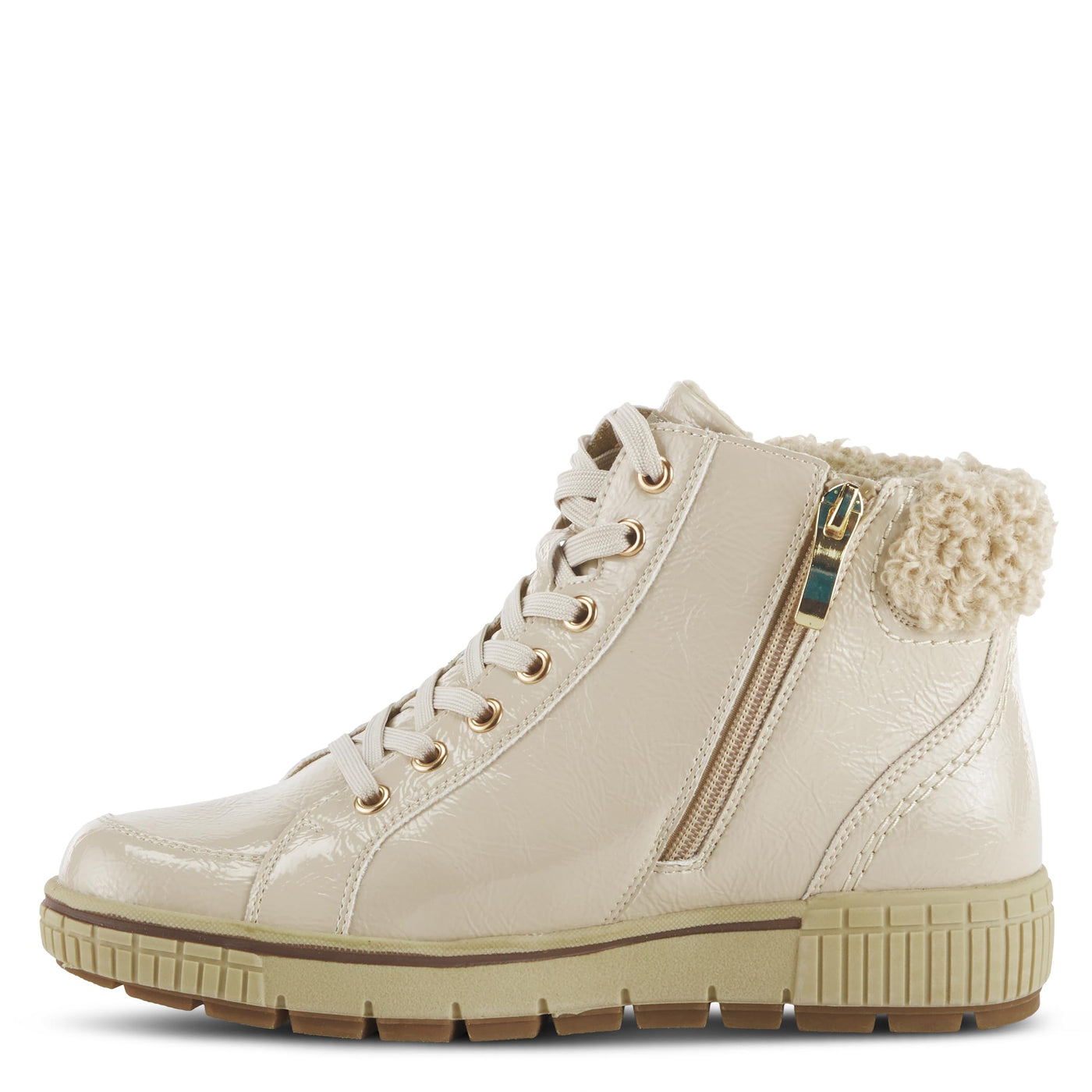 Spring Step Women's Alps Lace-Up Sneaker Beige Patent EU 40 / US 9
