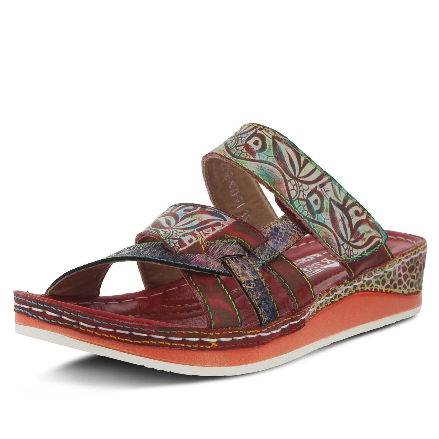 Spring Step L'Artiste Women's Caiman Slide Sandal Red Multi EU 36 / US 5.5-6