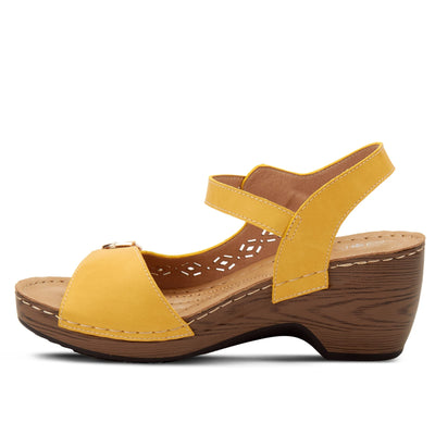 PATRIZIA Spring Step Shantay Wedge Sandals for Women - Ladies Sandals with Ankle Strap Buckle Closures - Womens Casuals Sandals for Outdoor - Yellow EU 36 / US 5.5-6