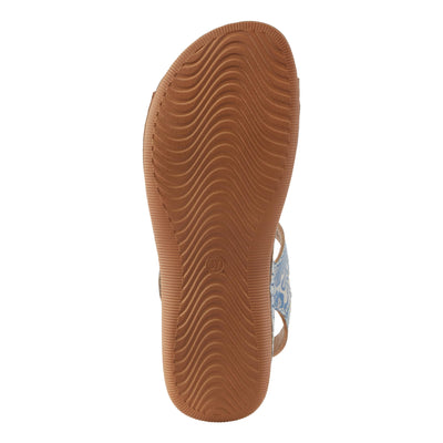 Spring Step L'Artiste Women's JENELLA Hand-Painted Leather Sandals | Chic Floral Embellishments and Customizable Fit Blue Multi EU 36 / US 5.5-6