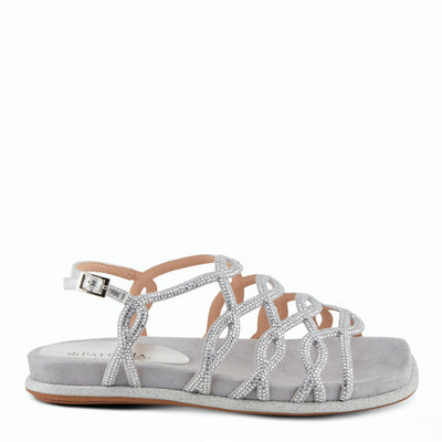PATRIZIA Women's GLAMGLOSS Flat Sandals Silver EU 38 / US 7.5-8