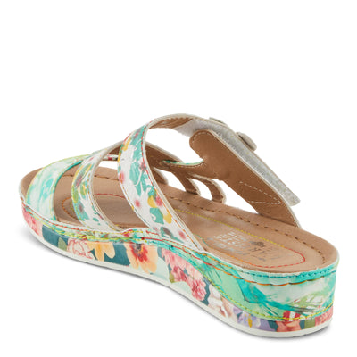 Spring Step L'Artiste Women's CAIMANALA Floral Slide Sandals with Adjustable Closure Mint Green Multi EU 37 / US 6.5-7