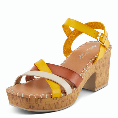 PATRIZIA Women's SANDRINE Quarter Strap Cork Platform Sandals Mustard Multi EU 40 / US 9