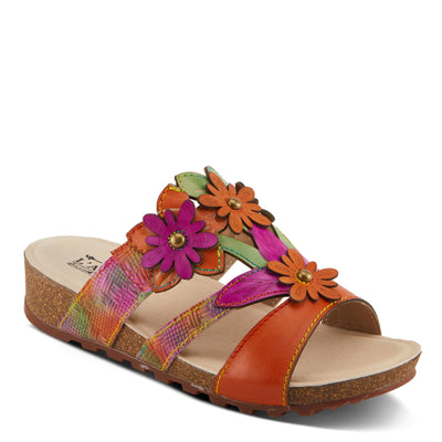 Spring Step L'Artiste Women's LAVONDA - Hand-Painted Floral Sandals with Padded Footbed Orange Multi EU 37 / US 6.5-7