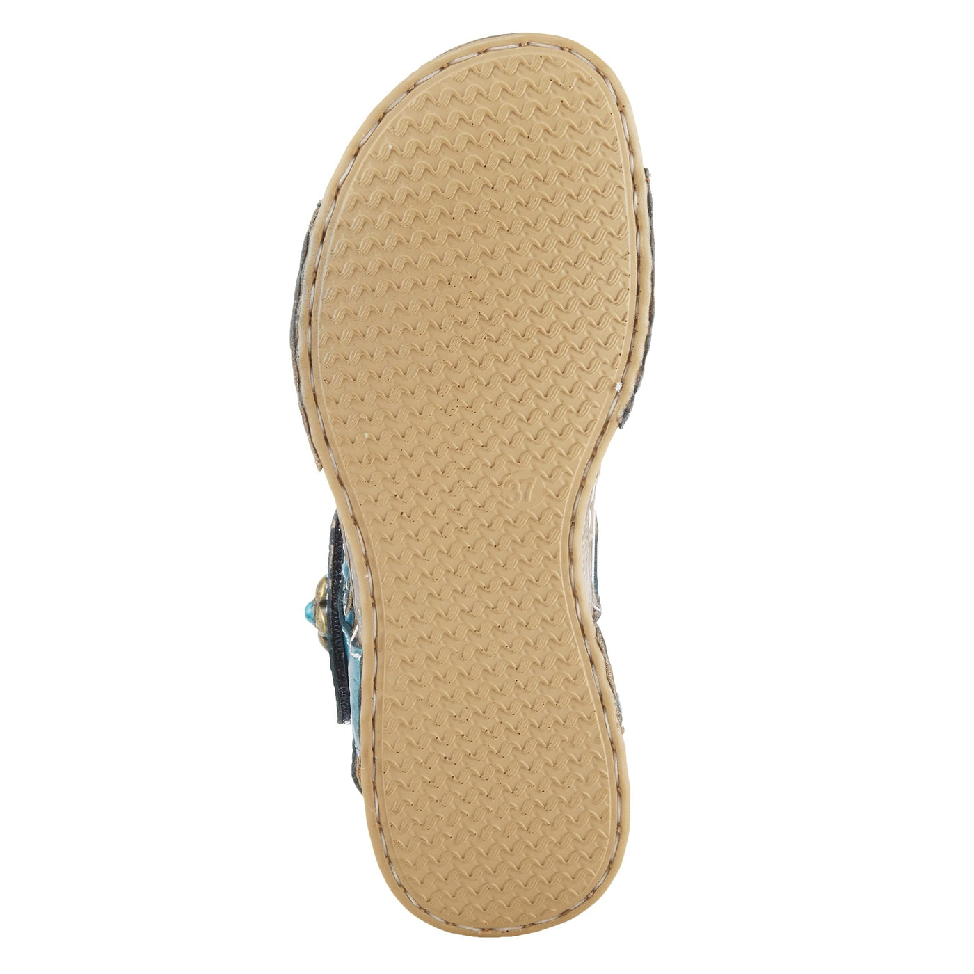 Spring Step L'Artiste Popular Sandals for Women - Ankle Strap Sandal with Hook & Loop - Hand Painted Ladies Sandals for Womens - Blue EU 37 / US 6.5-7
