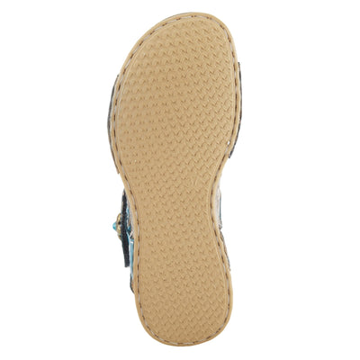 Spring Step L'Artiste Popular Sandals for Women - Ankle Strap Sandal with Hook & Loop - Hand Painted Ladies Sandals for Womens - Blue EU 37 / US 6.5-7