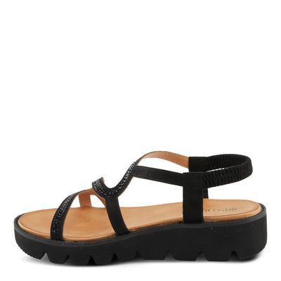 PATRIZIA Women's ZIGGED Zigzag Rhinestone Platform Stretch Back Sandals Black EU 42 / US 10.5-11