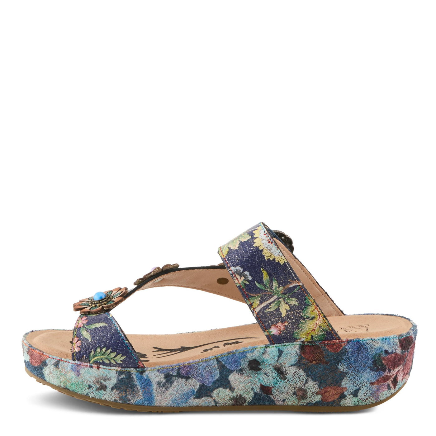 L'Artiste by Spring Step Women's Blissbloom Sandal, Navy Multi, 6.5-7