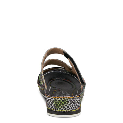 Spring Step L'Artiste Women's CAIMAN Wedge Slide Sandal Black Multi EU 35/5