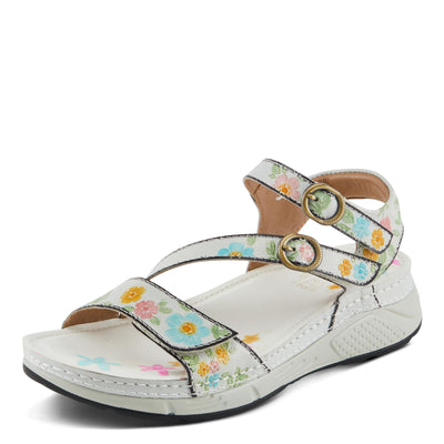 Spring Step L'Artiste Women's Anneka Hand-Painted Athleisure Sandals - Lightweight Floral Design with Adjustable Hook and Loop Closures