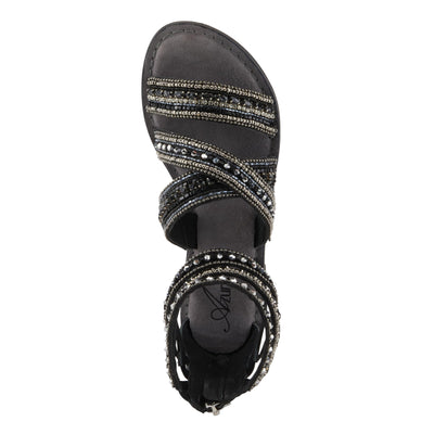 Azura Women's Andromeda Gladiator Flat Sandals with Jewels Black Multi EU 39 / US 8.5