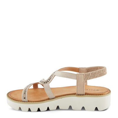 PATRIZIA Women's ZIGGED Zigzag Rhinestone Platform Stretch Back Sandals Taupe EU 42 / US 10.5-11
