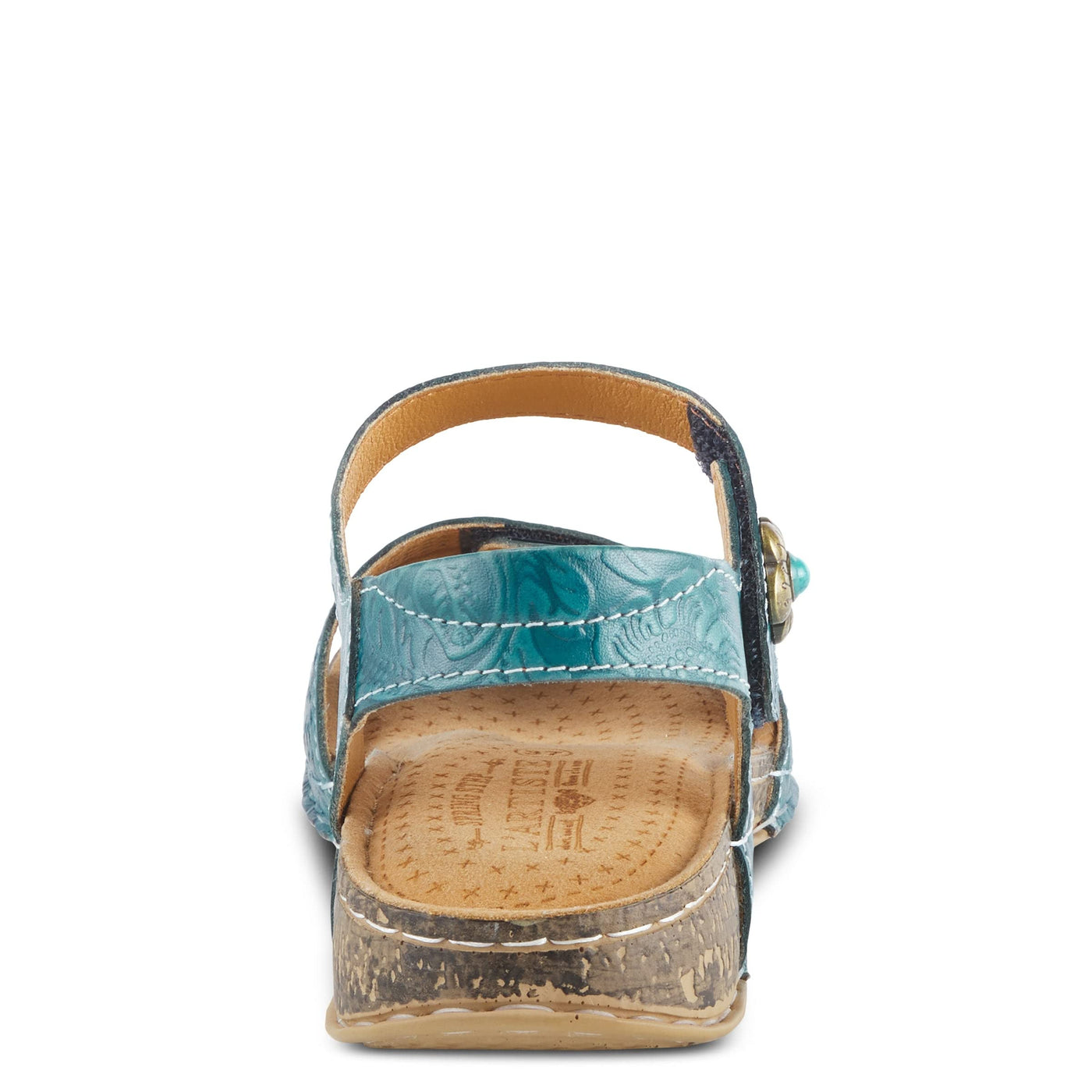Spring Step L'Artiste Popular Sandals for Women - Ankle Strap Sandal with Hook & Loop - Hand Painted Ladies Sandals for Womens - Blue EU 37 / US 6.5-7