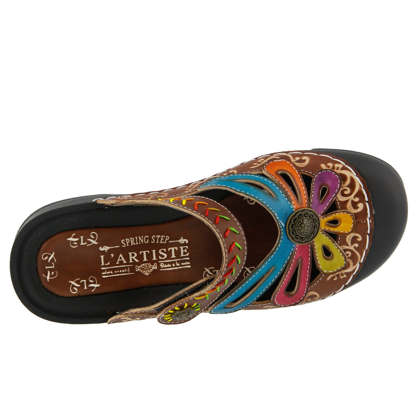L'artiste by Spring Step Women's Copa Flat Sandal, Brown/Multi, 39 EU/8.5 M US