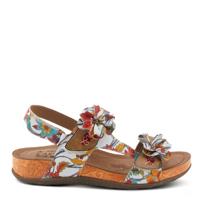 Spring Step L'Artiste Women's ERICA-SPRING Leather Slide Sandals with Decorative Floral Accents White Multi EU 41 / US 9.5-10
