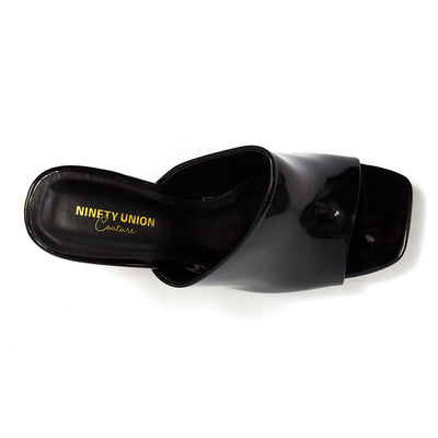 Ninety Union Jloo Open Toe Slide With Circular Metallic Heel, Black, 9