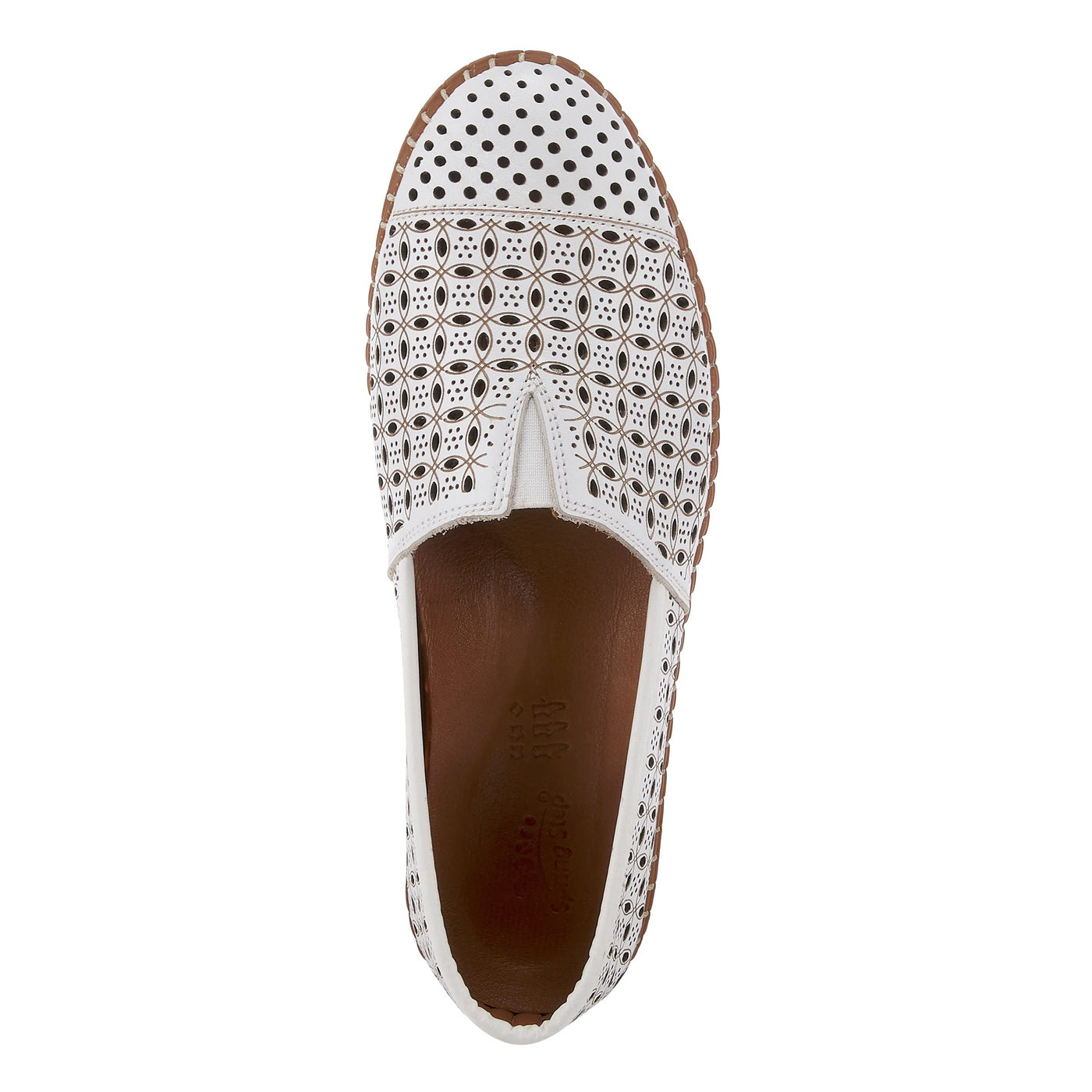 Spring Step Oralis Leather Loafers for Women - Comfortable Slip-On Shoes with Rubber Outsole - Ladies Casual Loafers with Low Heel - White EU 42 / US 10.5-11