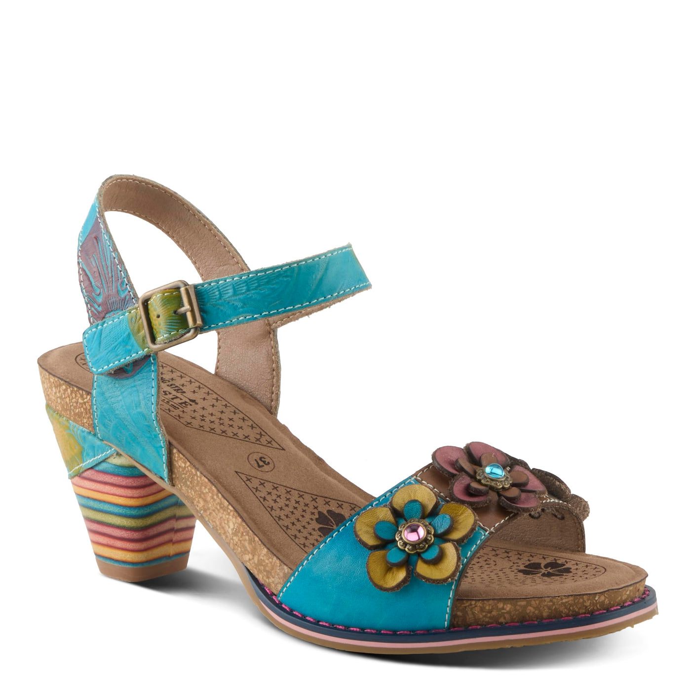 L'Artiste by Spring Step Women's Bluesky Sandal, Turquiose Multi, 9.5-10