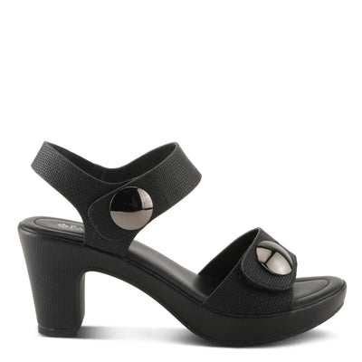 PATRIZIA Women's DADE-WOVEN Hook and Loop Sandals - Textured Faux Leather with Gold Button Accents, Adjustable Fit BLACK EU 38 / US 7.5-8