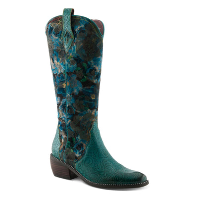 Spring Step L'Artiste Women's Rodeoqueen Western Mid-Shaft Boots with Flowers Turquoise Multi EU 39 / US 8.5