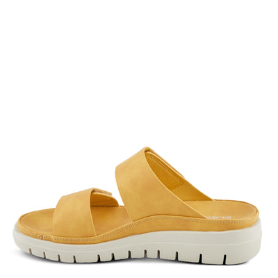 Flexus Women's BUTTONY Slide Wedge Sandals Mustard EU 41 / US 9.5-10