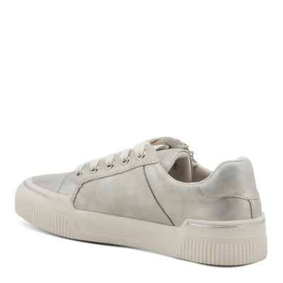 PATRIZIA Women's DARAH Fashion Sneakers with Functional Zipper, Lace Keeper, and Comfortable Fit Silver EU 37 / US 6.5-7