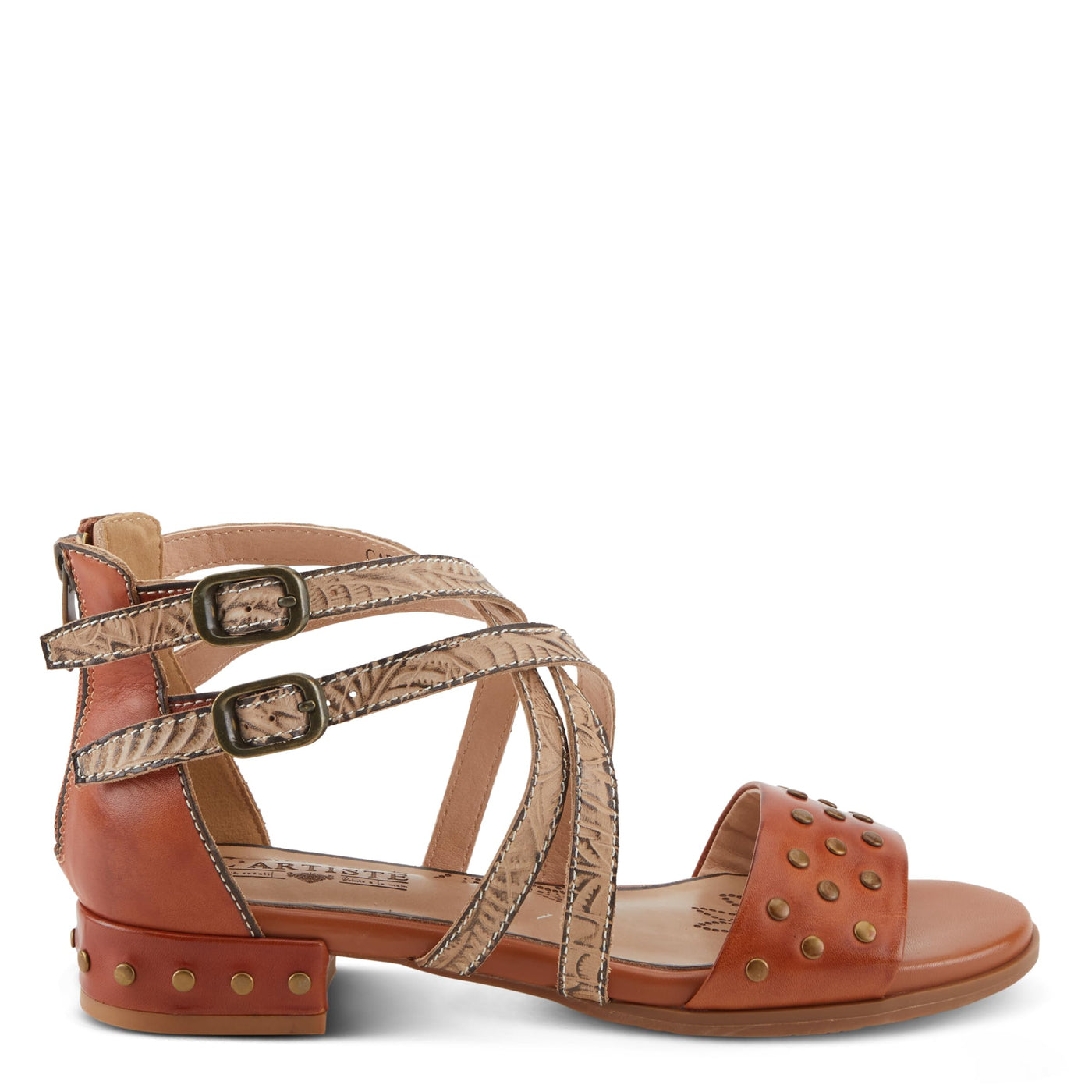 Spring Step L'Artiste Women's Carys High-Energy Stud Detail Sandals - Stylish, Snug Fit for Adventures Camel EU 41 / US 9.5-10