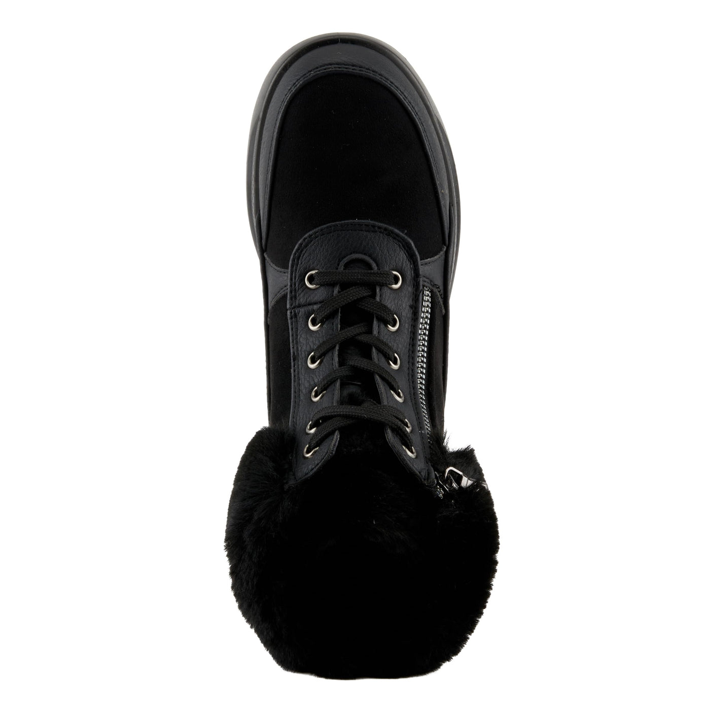Flexus Women's BURRELL Lace-Up Platform Booties with Faux Fur Lining, Zipper Closure, and Cozy Design