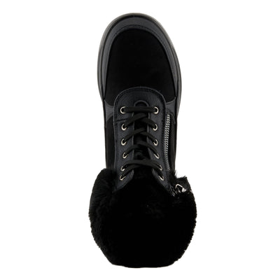 Flexus Women's BURRELL Lace-Up Platform Booties with Faux Fur Lining, Zipper Closure, and Cozy Design
