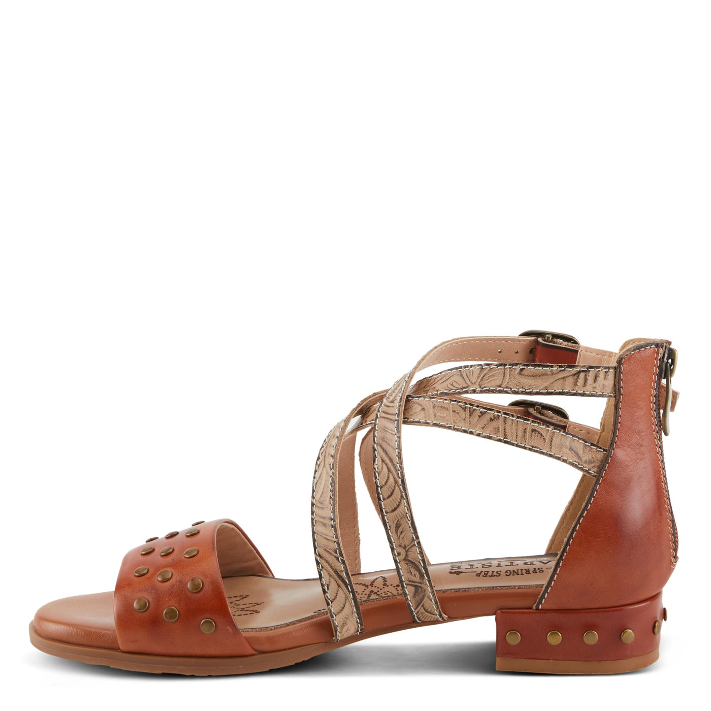 Spring Step L'Artiste Women's Carys High-Energy Stud Detail Sandals - Stylish, Snug Fit for Adventures Camel EU 38 / US 7.5-8
