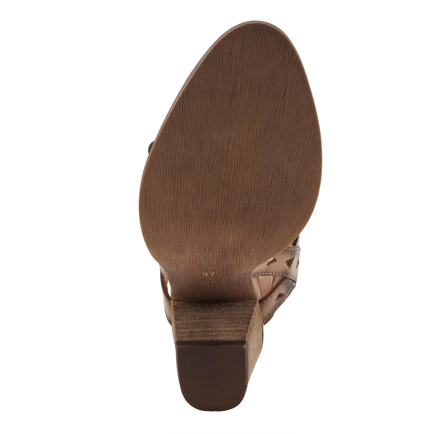 L'Artiste Women's DISTINCTION Leather Ankle Strap Sandals – Hand-Painted Floral Laser Cutout, Adjustable Strap, Closed Toe Stacked Heel BEIGE EU 40 / EU 40 / US 9