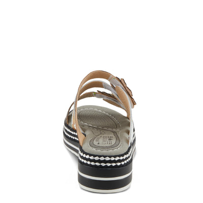 Spring Step L'Artiste Women's NAOMI-MONARCH Comfortable Butterfly Slide Sandals | Hand-Painted Leather Flowers, Hook and Loop Closure Tan Multi EU 38 / US 7.5-8