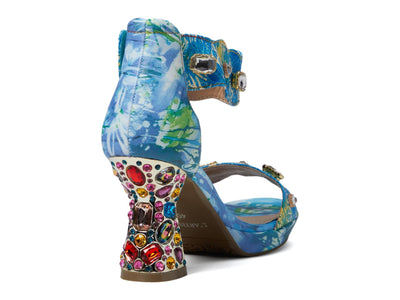 L'Artiste by Spring Step Women's Jewell Sandals, Blue Multi, 10.5-11