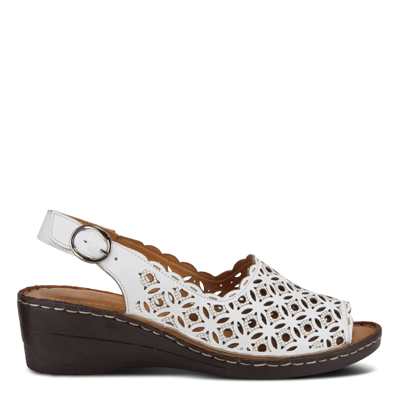 Spring Step Women's Belizana Wedge Sandal, White Leather, 9