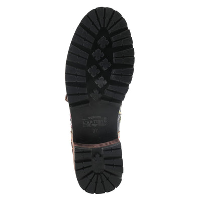 Spring Step L'Artiste Fantastic Booties for Women - Floral Hand Painted Womens Ankle Boots Low Heel - Everyday Wear Leather and Textile Western Booties Brown Multi EU 36 / US 5.5-6