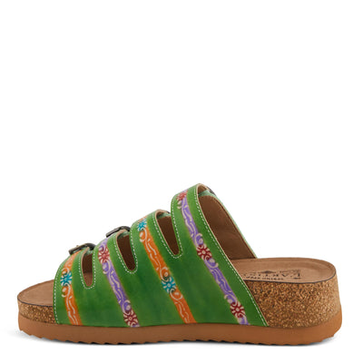 Spring Step L'Artiste Women's TOOCOOL Adjustable Hand-Painted Flatform Sandals Green Multi EU 42 / US 10.5-11