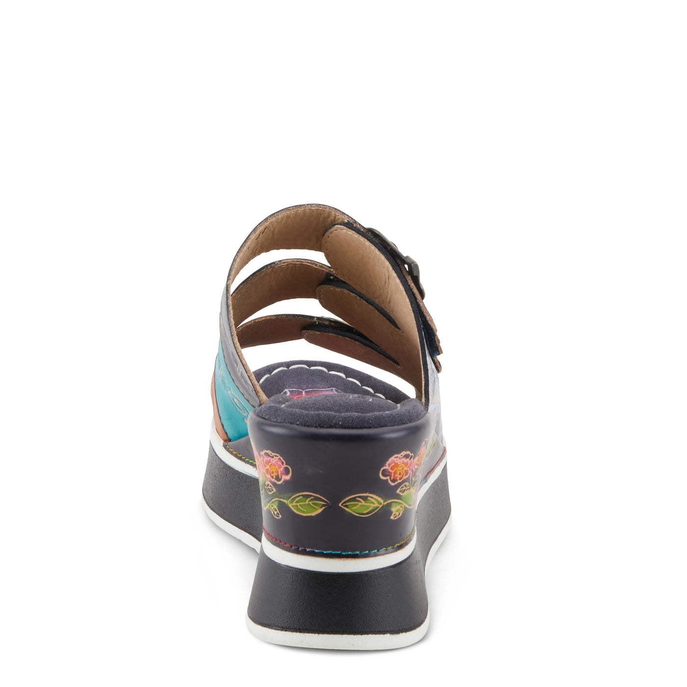 Spring Step L'Artiste Women's CALIGAL Hand-Painted Lightweight Platform Wedges Navy Multi EU 40 / US 9