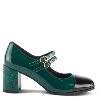 Azura Women's Auraquartz Leather Heeled Mary Jane Shoe Green Multi Patent EU 39 / US 8.5