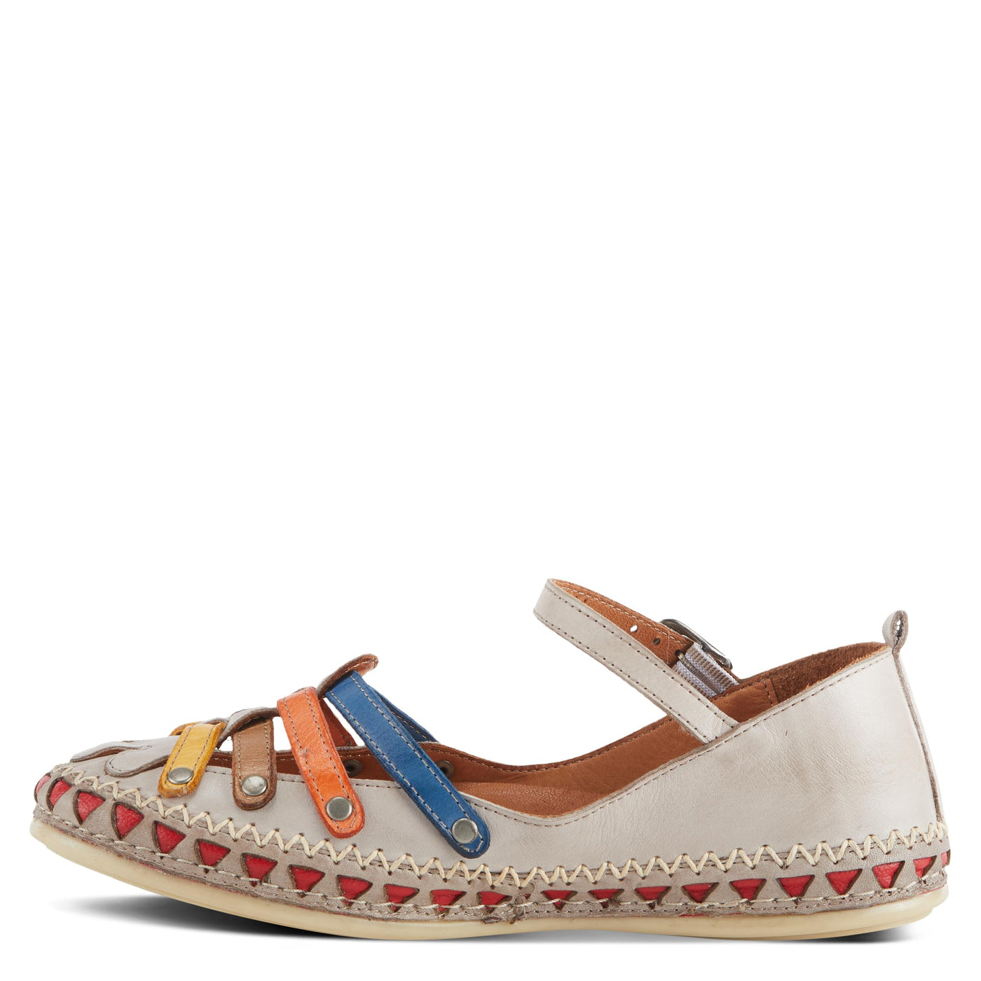Spring Step Women's Apache Mary-Jane Leather Flat Shoe Grey Multi EU 40 / US 9