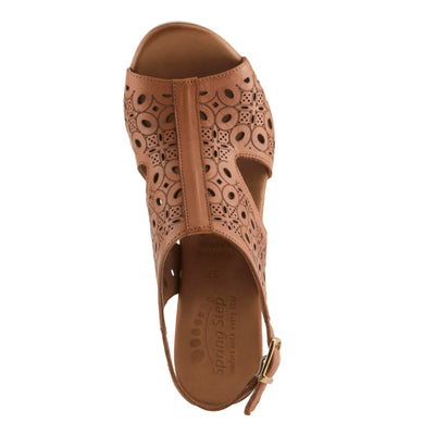 Spring Step Kovach Women's Leather Sandals – Sandals for Women with Premium Buttery Leather, Perforated Design, Buckle Closure, Comfort Footbed Camel, 7.5-8