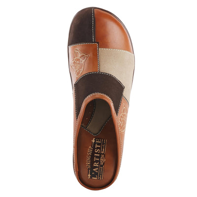 Spring Step L'Artiste Women's Woodside Leather Open Back Clog Camel Multi EU 37 / US 6.5-7