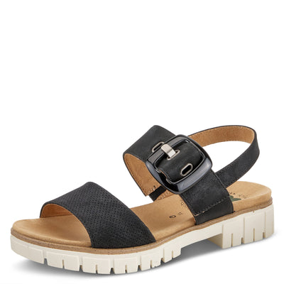 Spring Step Women's Bodonia Slingback Wedge Sandal Black EU 36 / US 5.5-6