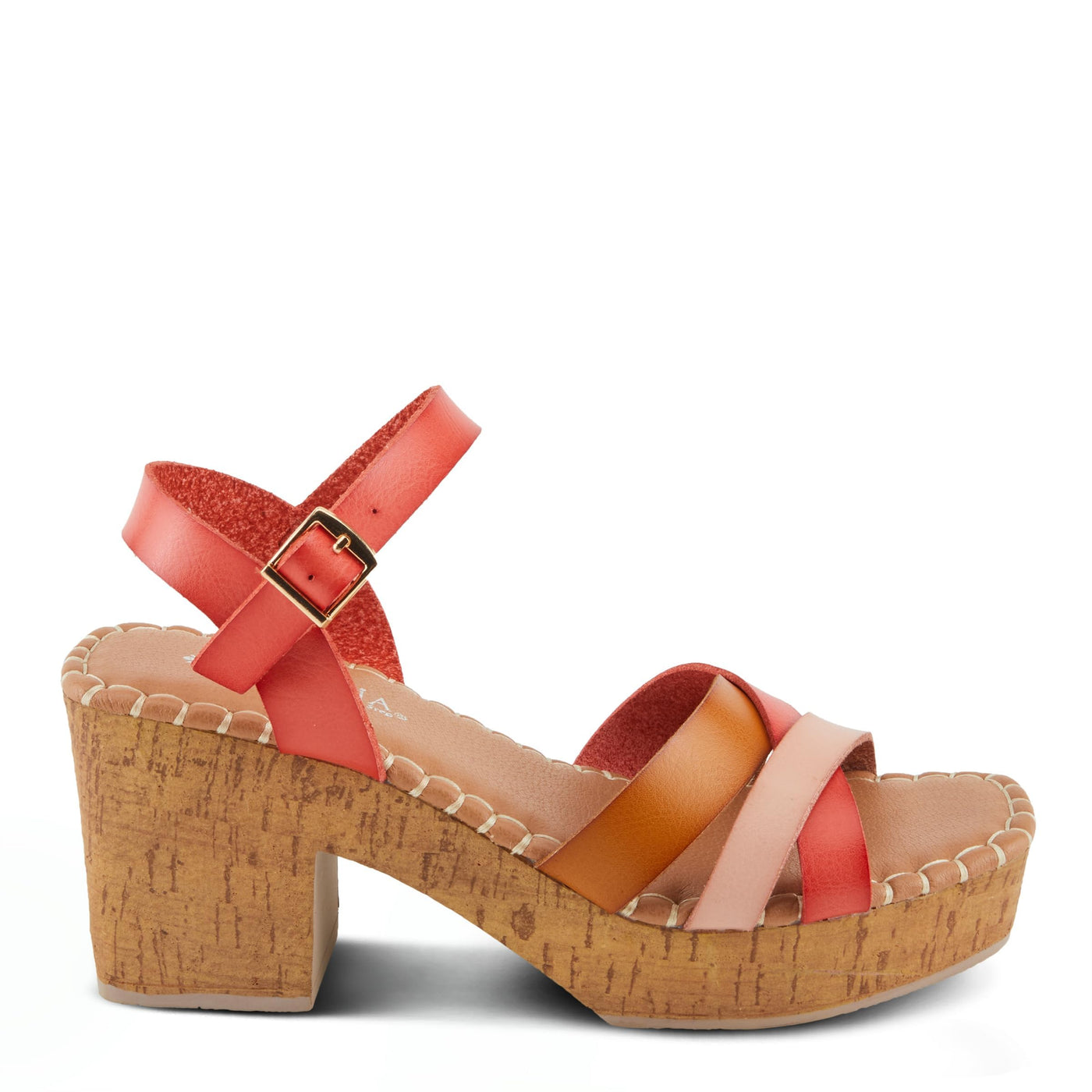 PATRIZIA Women's SANDRINE Quarter Strap Cork Platform Sandals Red Multi EU 38 / US 7.5-8